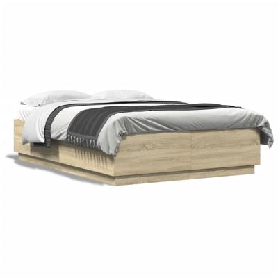 Bedframe met LED-verlichting sonoma eikenkleurig 150x200 cm