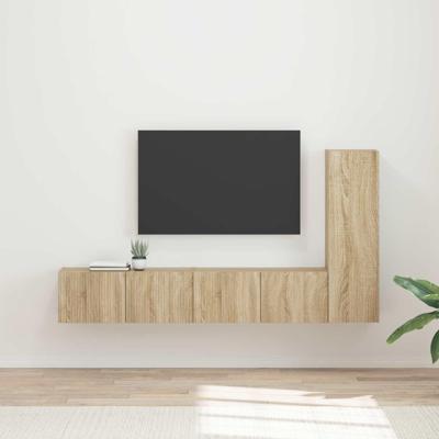 Tv-meubelset Wandgemonteerd 2 pcs Sonoma Eiken Bewerkt hout