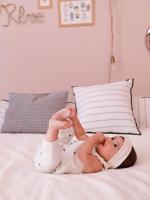 Babypakje salopet voor meisjes en haarband ecru - thumbnail