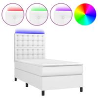 Boxspring met matras en LED kunstleer wit 80x200 cm - thumbnail