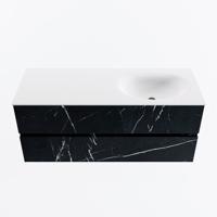 MONDIAZ VICA 120cm badmeubel onderkast Marquina 2 lades. Wastafel MOON rechts zonder kraangat, kleur Talc. - thumbnail