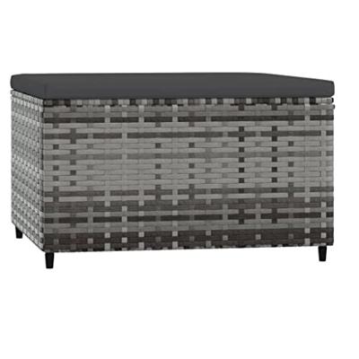 Voetensteunen 2 st met kussens poly rattan grijs - thumbnail