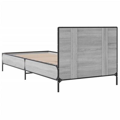 Bedframe bewerkt hout metaal grijs sonoma eiken 140x190 cm