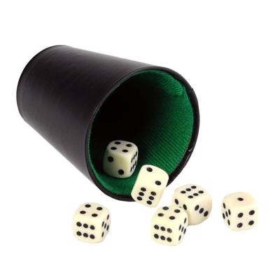 Pokerbeker 9 cm zwart kunstleer