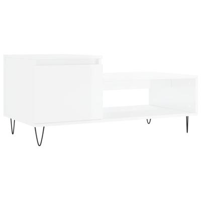 Salontafel 100x50x45 cm bewerkt hout hoogglans wit