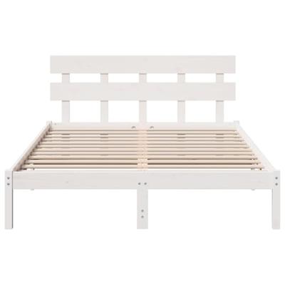 Bedframe met hoofdeinde Wit 150 x 200 cm Massief grenenhout