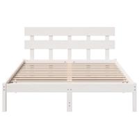 Bedframe met hoofdeinde Wit 150 x 200 cm Massief grenenhout - thumbnail