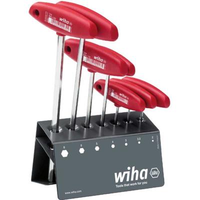 Wiha Stiftsleutelset met dwarsgreep | Zeskant | 8-delig hoogglans vernikkeld | incl. werkbankhouder - 953 - 00953