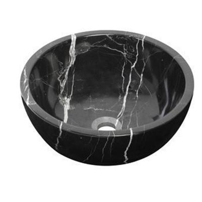 Plieger Round waskom - 38x38x13.6cm - marmer zwart washbasin 38 marble black
