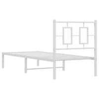 Bedframe met hoofdbord zonder matras metaal wit 75x190 cm - thumbnail