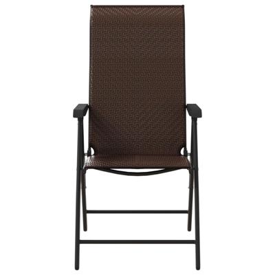 Tuinstoelen 4 st inklapbaar poly rattan bruin - thumbnail