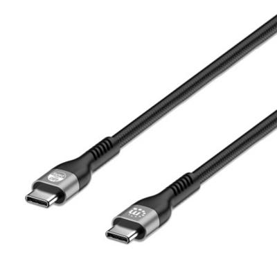 Manhattan 356367 USB-laadkabel USB-C stekker 2.00 m Zwart Stekker past op beide manieren, Afgeschermd (dubbel)