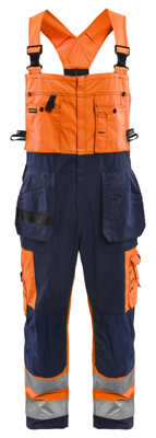 Blåkläder Bretelbroek High-Vis 26031860 | High-Vis Oranje/Marineblauw | Maat 50 - 7330509377369