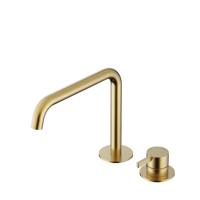 Hotbath Ace Wastafelmengkraan - opbouw - draaibare uitloop - 2gats - PVD - Geborsteld Messing AC023BBP - thumbnail