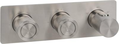 Ben Engraved Cross thermostaat afbouwdeel met omstelrichting RVS-look