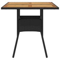 Tuintafel met acaciahouten blad 80x80x75 cm poly rattan zwart - thumbnail