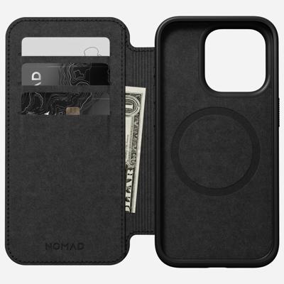 Nomad Modern lederen folio iPhone 15 Pro - Black