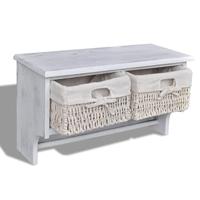 VidaXL Wandschap 60x23,5x33 cm paulowniahout wit - thumbnail