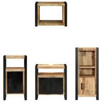 Badkamermeubelset met plank 4 pcs Bruin Massief Mango Hout - thumbnail