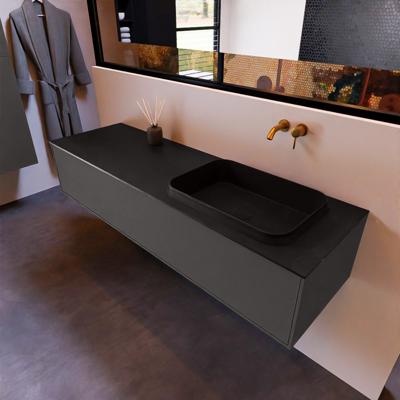 Badkamermeubelset Mondiaz Erin 150 cm met 1 Lade met RIDGE Wastafel Rechts Urban Zonder Kraangaten Greeploos Mat Dark Grey Badkamermeubelset Mondiaz Erin 150 cm met 1 Lade met RIDGE Wastafel Rechts Urban Zonder Kraangaten Greeploos Mat Dark Grey