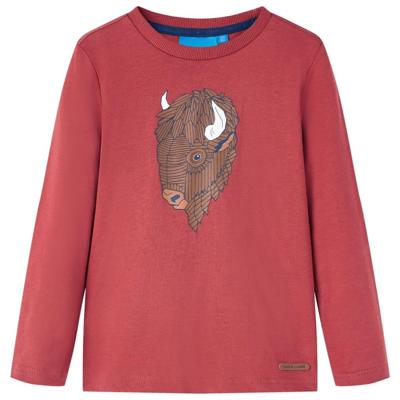 VidaXL Kindershirt met lange mouwen 116 roodbruin