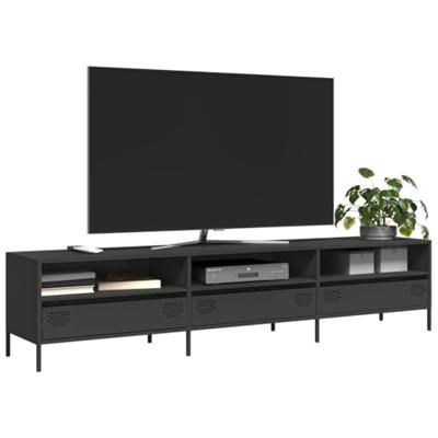 Tv-meubel 202x39x43,5 cm koudgewalst staal zwart