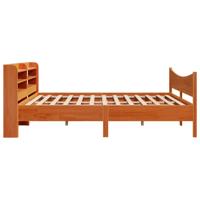 Bedframe met hoofdbord massief grenenhout wasbruin 200x200 cm - thumbnail