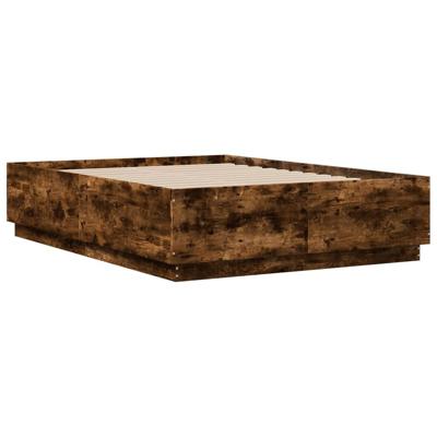Bedframe bewerkt hout gerookt eikenkleurig 135x190 cm