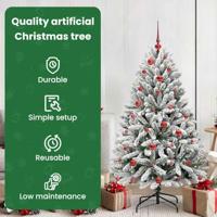 Kunstkerstboom met 150 LED Groen en Wit 150 cm PVC en Metaal - thumbnail