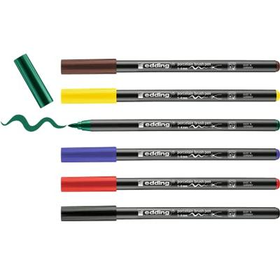 Edding porselein-penseelstift e-4200 set van 6 Edding porselein-penseelstift e-4200 set van 6