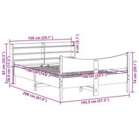 Bedframe met hoofdbord massief grenenhout wit 140x190 cm - thumbnail