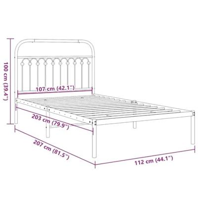 Bedframe met hoofdbord metaal zwart 107x203 cm