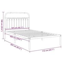 Bedframe met hoofdbord metaal zwart 107x203 cm - thumbnail