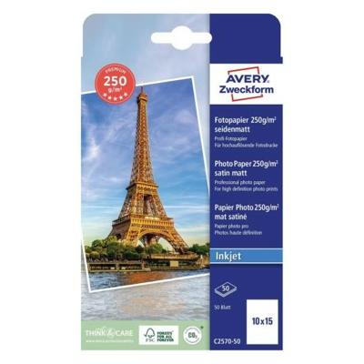 Avery-Zweckform Premium C2570-50 Fotopapier 10 x 15 cm 250 g/m² 50 vellen Zijdemat Avery-Zweckform Premium C2570-50 Fotopapier 10 x 15 cm 250 g/m² 50 vellen Zijdemat