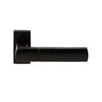 Hardbrass Deurkruk Rhodos op rechthoekig rozet - zwart - thumbnail