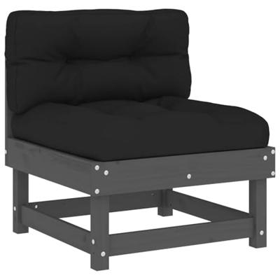 Middenbanken met kussens 2 st massief grenenhout grijs Middenbanken met kussens 2 st massief grenenhout grijs