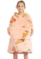 Draagbare deken met capuchon & mouwen - kind - ijsjes - thumbnail