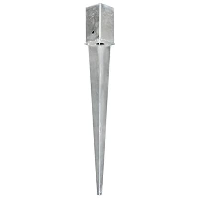 VidaXL Grondpinnen 2 st 8x8x76 cm gegalvaniseerd staal zilverkleurig