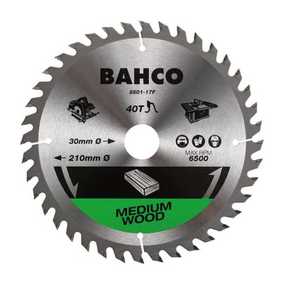 Bahco Cirkelzaagblad | hardmetaal tanden | voor draagbare machines | fijne vertanding | voor hout | 60 TPI | 30 mm x 190 mm - 8501-190-30-60XF Bahco Cirkelzaagblad | hardmetaal tanden | voor draagbare machines | fijne vertanding | voor hout | 60 TPI | 30 mm x 190 mm - 8501-190-30-60XF