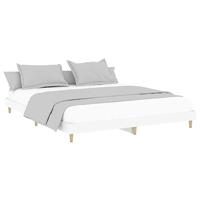 Bedframe massief hout wit 200x200 cm - thumbnail