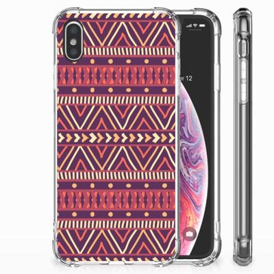 Apple iPhone Xs Max Doorzichtige Silicone Hoesje Aztec Paars Apple iPhone Xs Max Doorzichtige Silicone Hoesje Aztec Paars