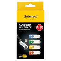 Intenso USB-Stick 5er Pack Basic Line 5 x 32 GB USB-stick 32 GB Geel, Groen, Blauw, Oranje, Zwart 3503585 USB-A 2.0 - thumbnail