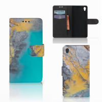 Sony Xperia Z5 | Z5 Dual Bookcase Marble Blue Gold - thumbnail