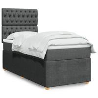 Boxspring met matras stof donkergrijs 90x200 cm - thumbnail