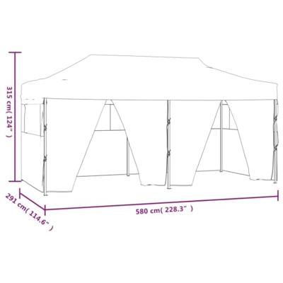 Partytent met 4 zijwanden inklapbaar 3x6 m staal wit - thumbnail