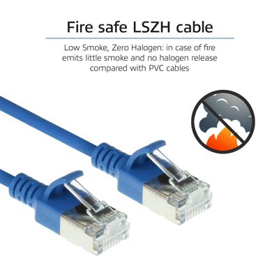 ACT DC7600 LSZH U/FTP CAT6A Datacenter Slimline Patchkabel Snagless | RJ45 Connectoren | Blauw | 50 cm