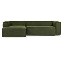 Kave Home Loungebank 'Blok' Rib, Links, kleur Donkergroen - thumbnail