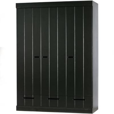 WOOOD Kledingkast 'Connect' 3 deuren en 3 laden, kleur Zwart
