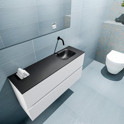 MONDIAZ ADA 100cm toiletmeubel talc. LEX wastafel urban rechts zonder kraangat