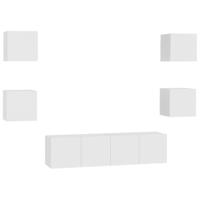 6-delige Tv-meubelset bewerkt hout wit - thumbnail